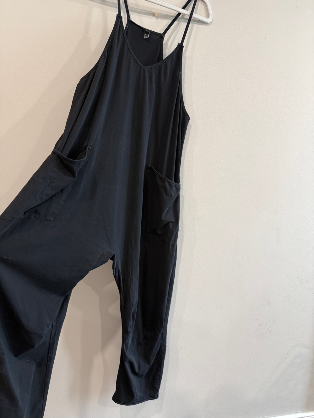 Oversized Black Sleeveless Jumpsuit with Pockets